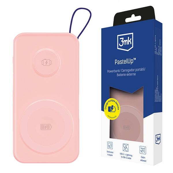 3MK PastelUp 10,000mAh 22.5W Magsafe Power Bank + Apple Watch Charging, Pink