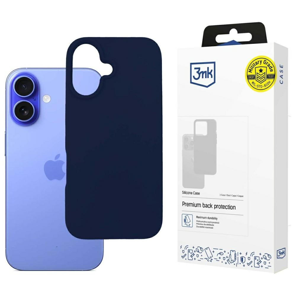Etui 3MK Silicone Case do iPhone 16 Plus granatowy