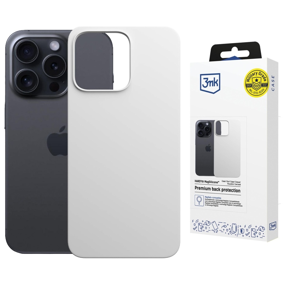 Etui 3MK Hardy MagSilicone do iPhone 15 Pro Max srebrny