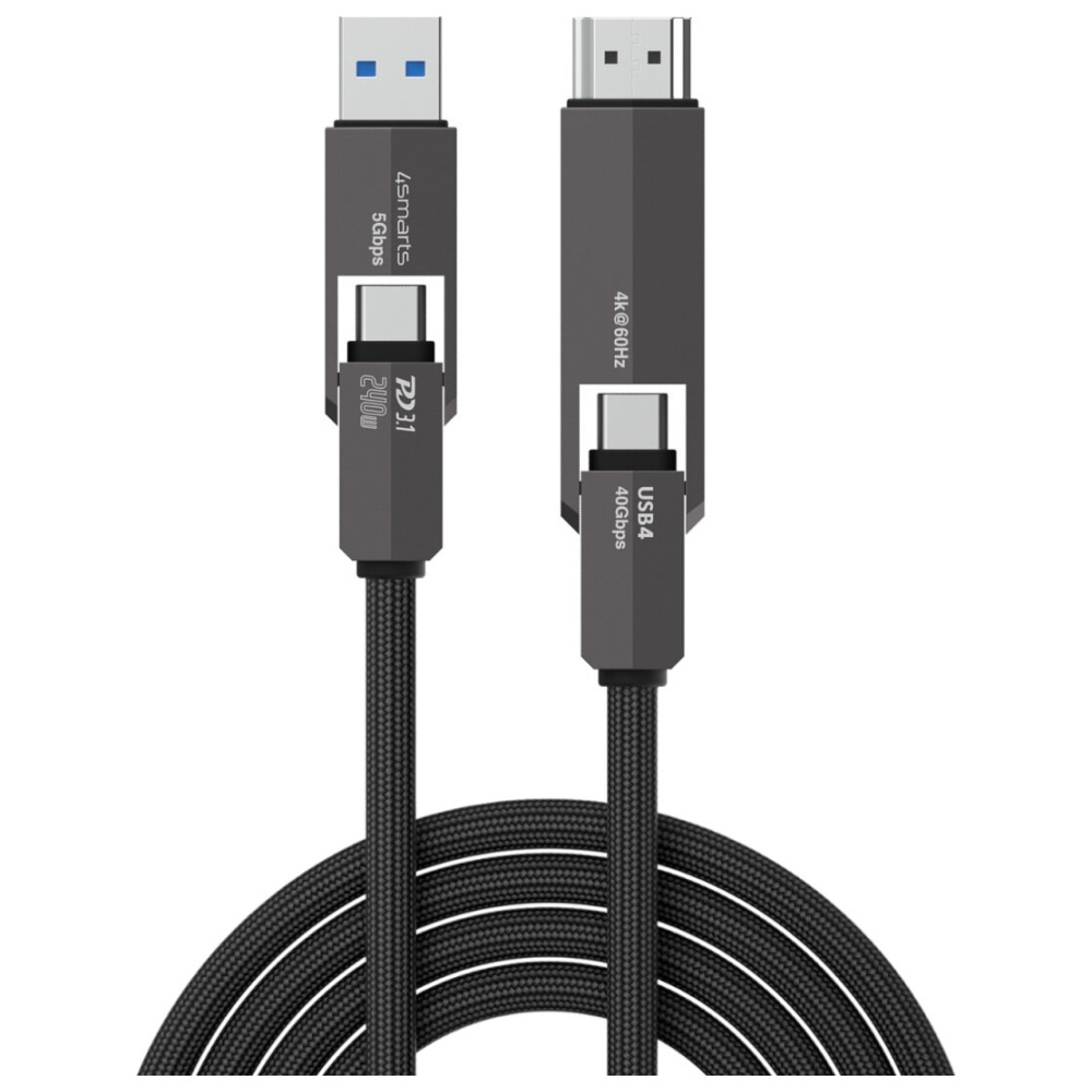4smarts ComboCord USB4 HDMI 240W 1.5m black cable