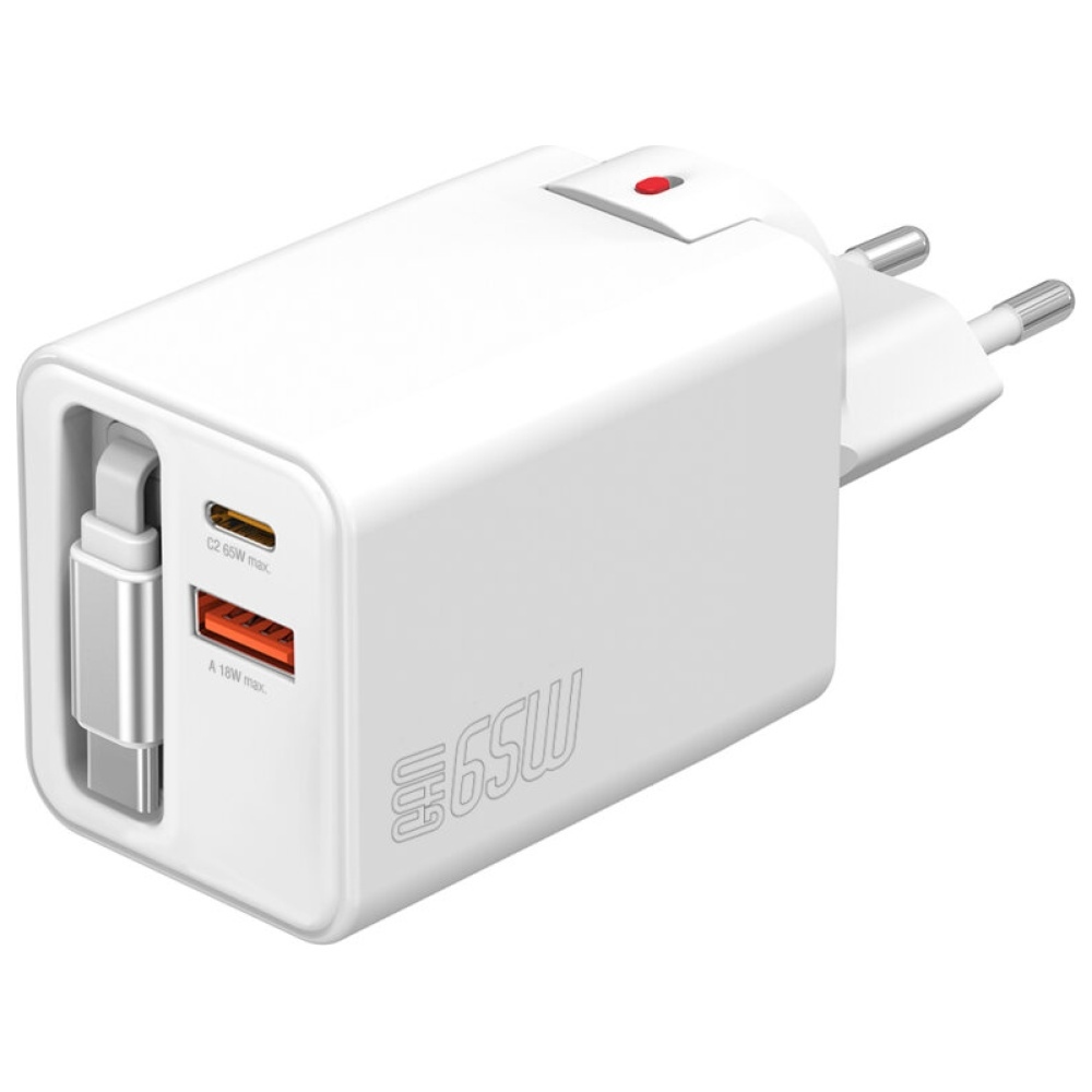 4smarts Flex Jojo 65W GaN mains charger, white, 2xUSB-C + USB-A