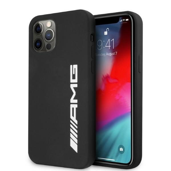 Mercedes AMG AMHCP12LSGLBGN iPhone 12 Pro Max 6.7" black hard case with large silicone logo