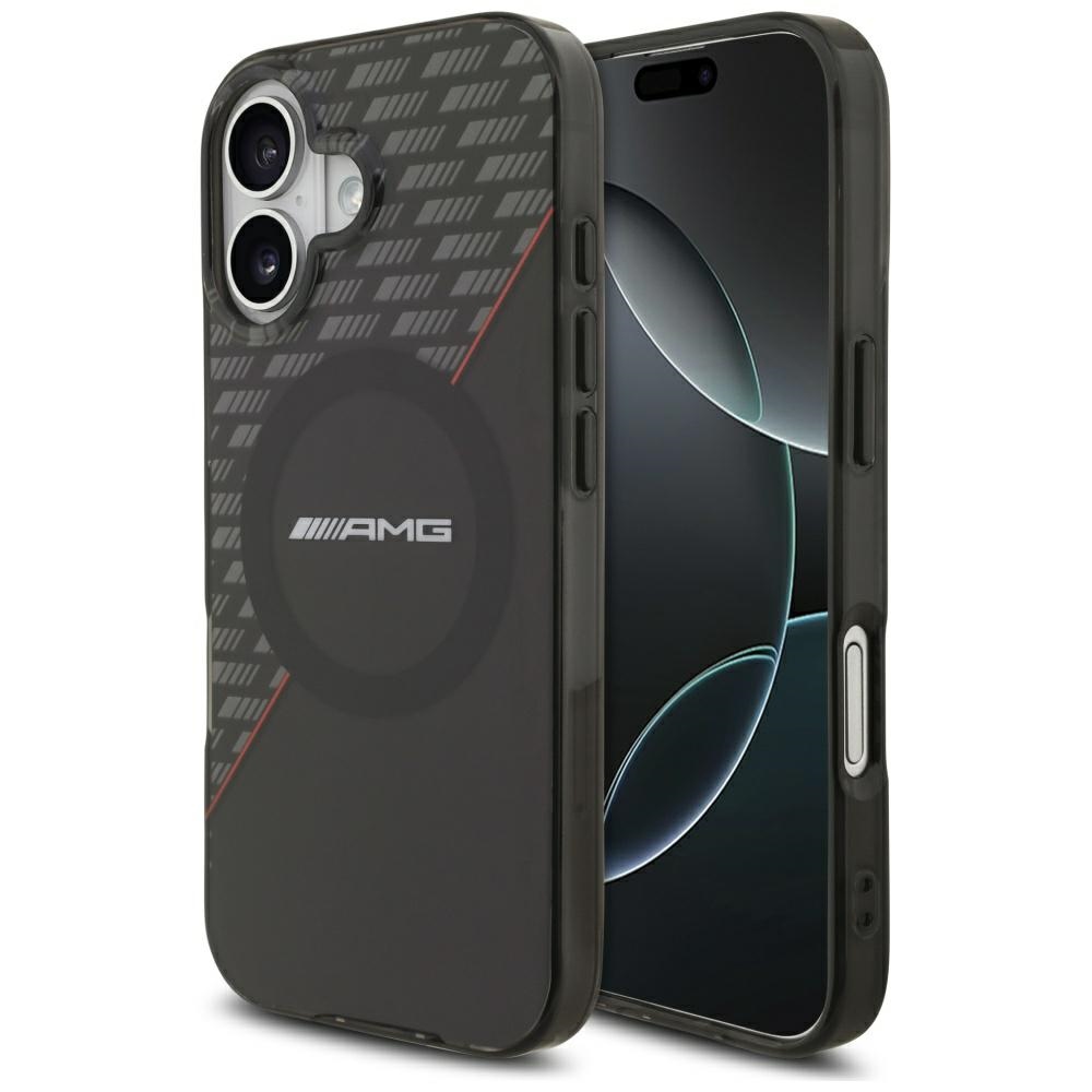 Mercedes AMG Double Layer Transparent Rhombs MagSafe Case for iPhone 17, black/red