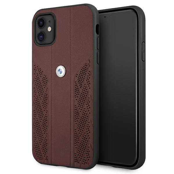 BMW BMHCN61RSPPR iPhone 11 / Xr 6.1" red leather hard case, perforated, Curve design