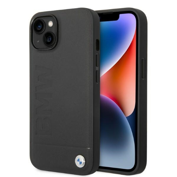 BMW BMHMP14SSLLBK iPhone 14 / 15 / 13 6.1" Black Signature Logo Imprint Magsafe Hard Case