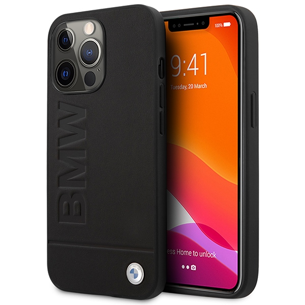 BMW BMHMP14LSLLBK iPhone 14 Pro 6.1" black hard case with Signature Logo Imprint, Magsafe compatible