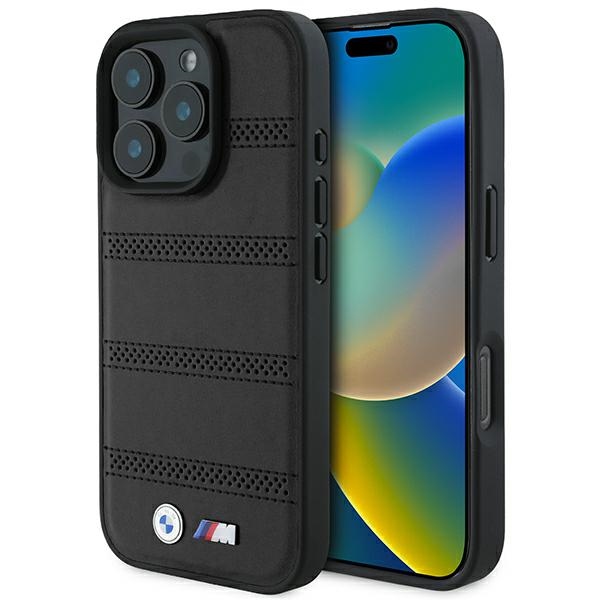 BMW BMHMP16L23PUSPK iPhone 16 Pro 6.3" black hard case M Perforated and Stitched Line MagSafe