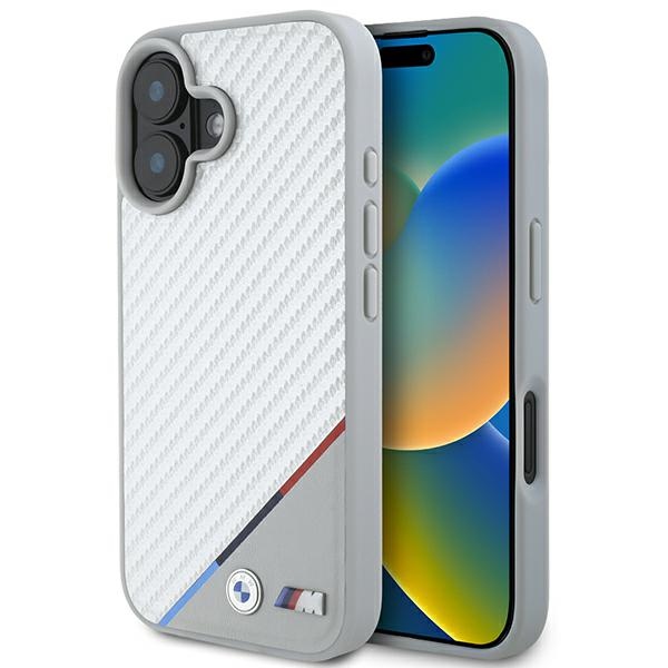 BMW BMHMP16S23PUDTS iPhone 16 6.1" grey hard case M Carbon Tricolor Line MagSafe