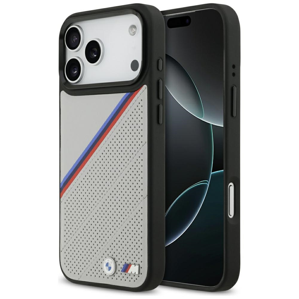 BMW Tricolor Metal Logo MagSafe Case for iPhone 17 Pro Max / 18 Pro Max grey
