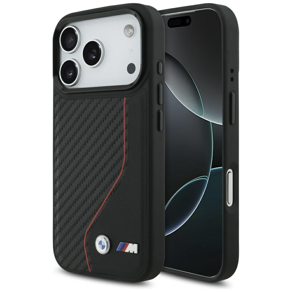 BMW M Carbon Line AND Logo MagSafe Case for iPhone 17 Pro / 18 Pro red