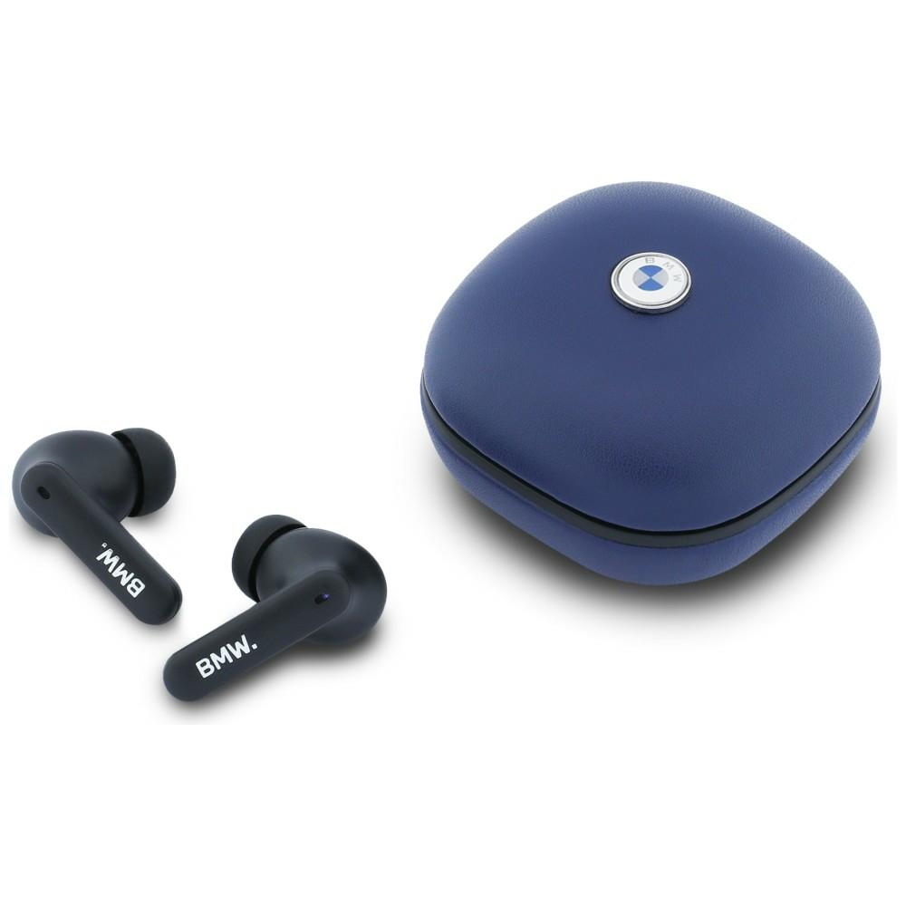 BMW Bluetooth TWS Earbuds Leather Metal Logo ENC Navy