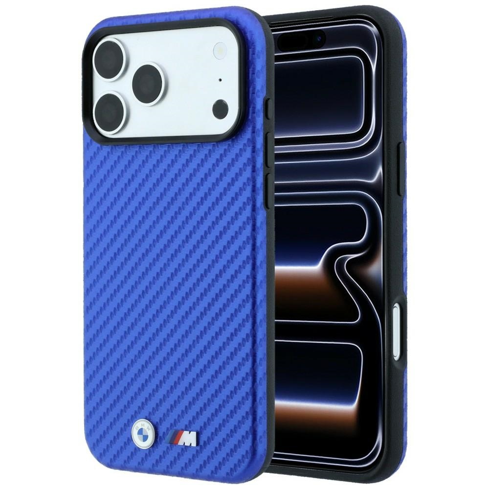 BMW M Carbon Metal Logo MagSafe Case for iPhone 18 Pro / 17 Pro blue
