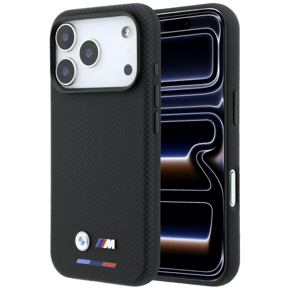BMW M Quadrille Kevlar Tricolor AND Metal Logo MagSafe Case for iPhone 18 Pro / 17 Pro black