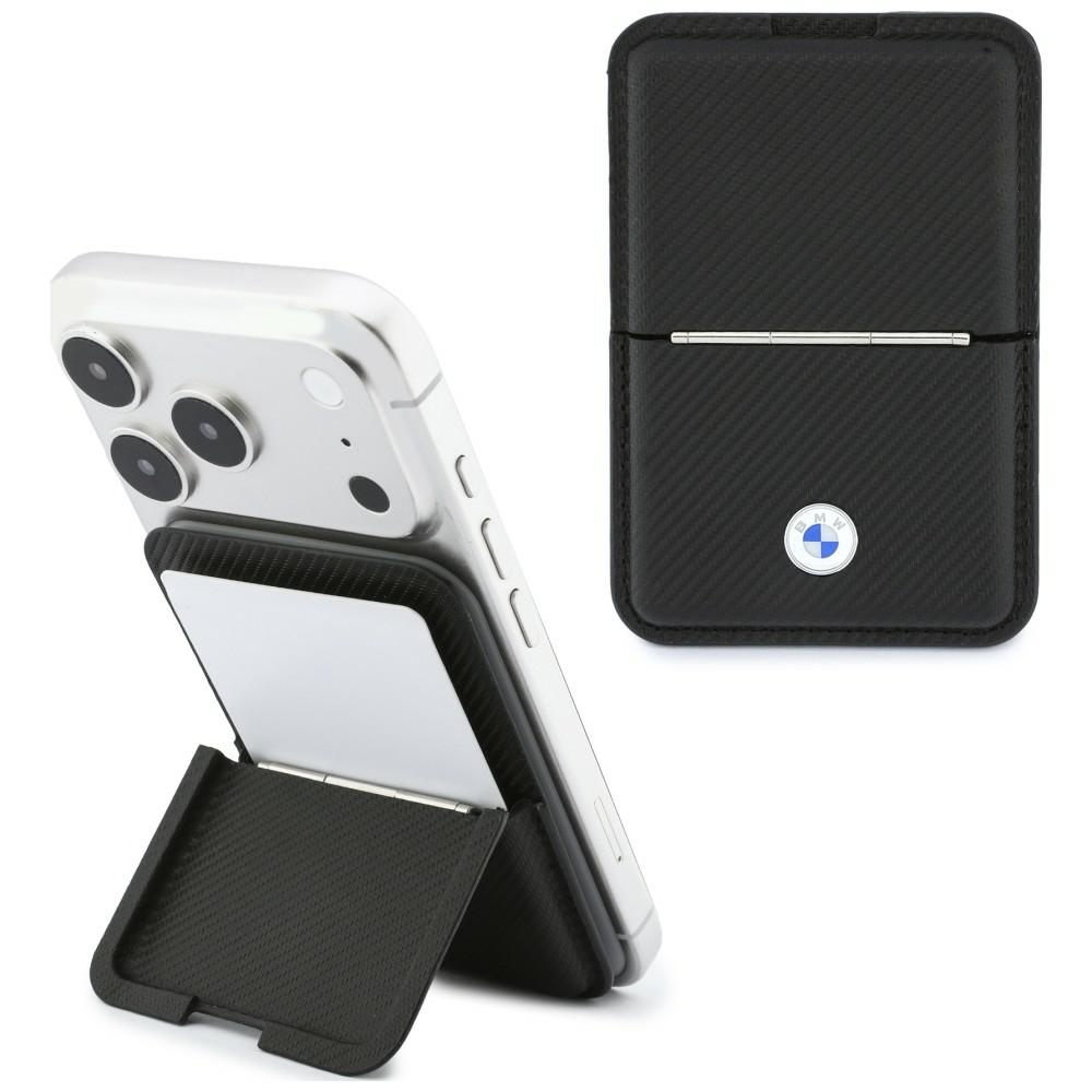 BMW Carbon Metal Logo MagSafe Wallet black