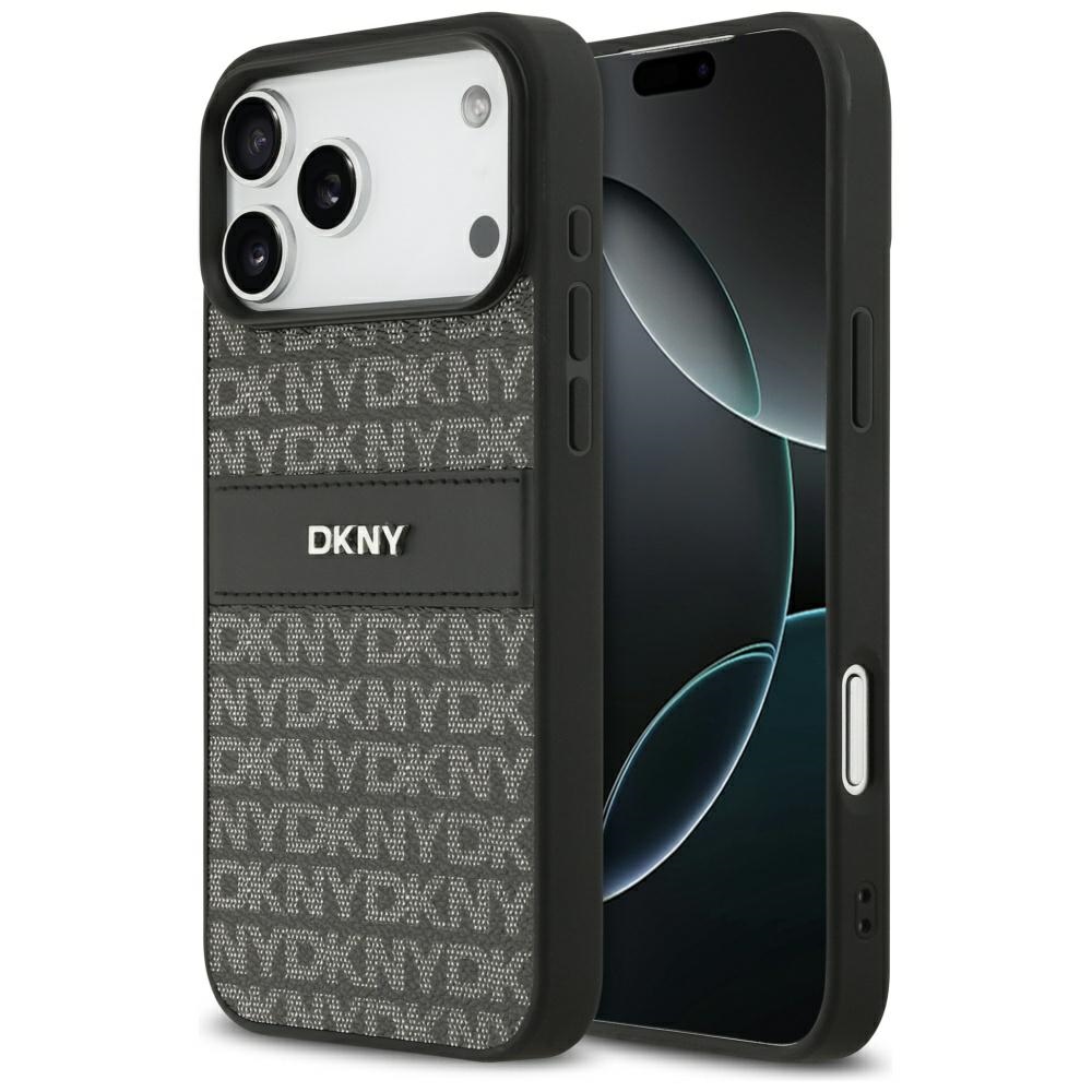 DKNY Etui Repeat Texture Pattern with Tonal Stripe for iPhone 17 Pro Max / 18 Pro Max black