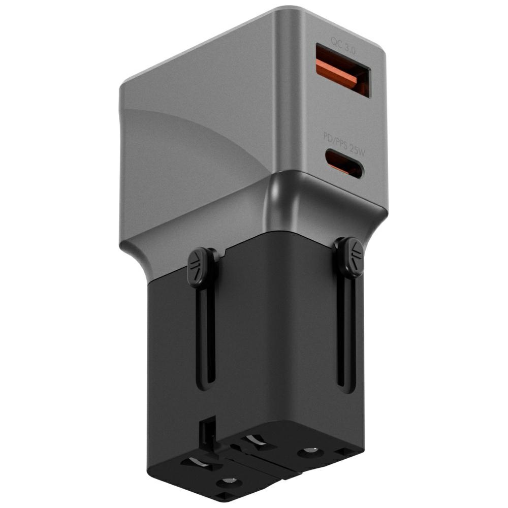 Energea TravelWorld Adapter 1A 1C 25W black gunmetal