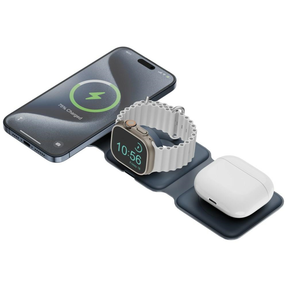 Energea Bazic GoMag Trio Plus 3-in-1 Foldable 15W Fast Charging MagSafe Charger, Grenade Color