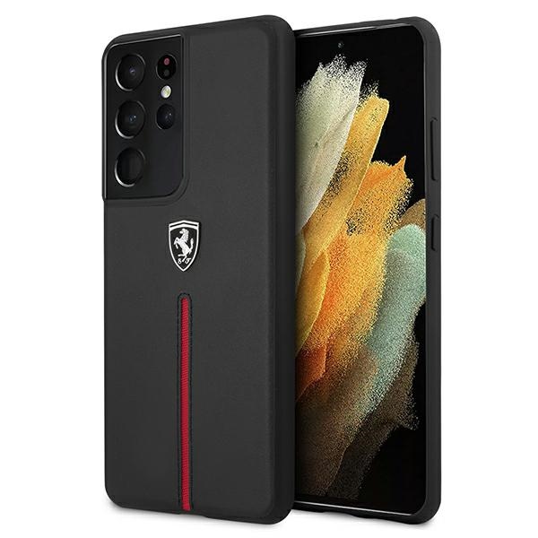 FERRARI FEOSIHCS21LBK S21 Ultra G998 black/black hard case, Off Track, leather and nylon stripe