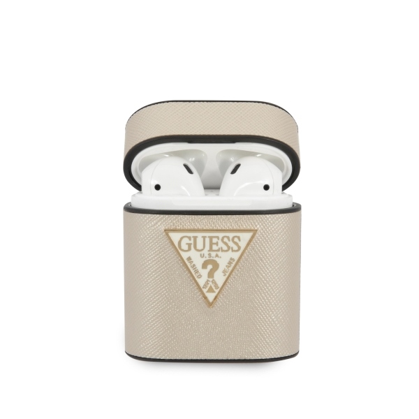 GUESS GUACA2VSATMLLG AirPods case beige/beige Saffiano