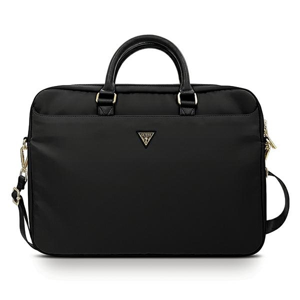 GUESS Torba GUCB15NTMLBK 16" black nylon triangle logo bag