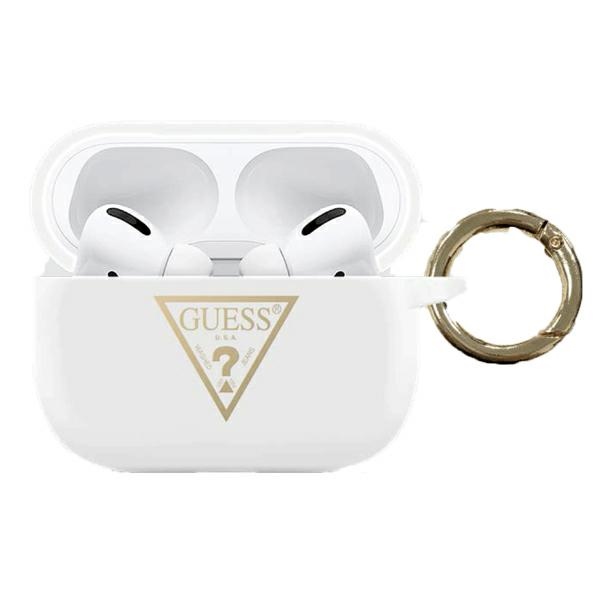 GUESS GUACAPLSTLWH AirPods Pro cover, white/biały, Silicone Triangle Logo