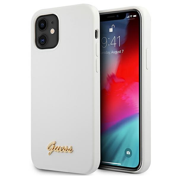 GUESS GUHCP12SLSLMGWH iPhone 12 mini 5.4" white hardcase with metal logo script
