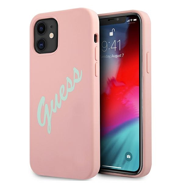 GUESS GUHCP12SLSVSPG iPhone 12 mini 5.4" pink/green pink hard case, vintage silicone