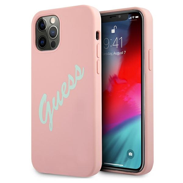 GUESS GUHCP12LLSVSPG iPhone 12 Pro Max 6.7" pink/green pink hard case, vintage silicone
