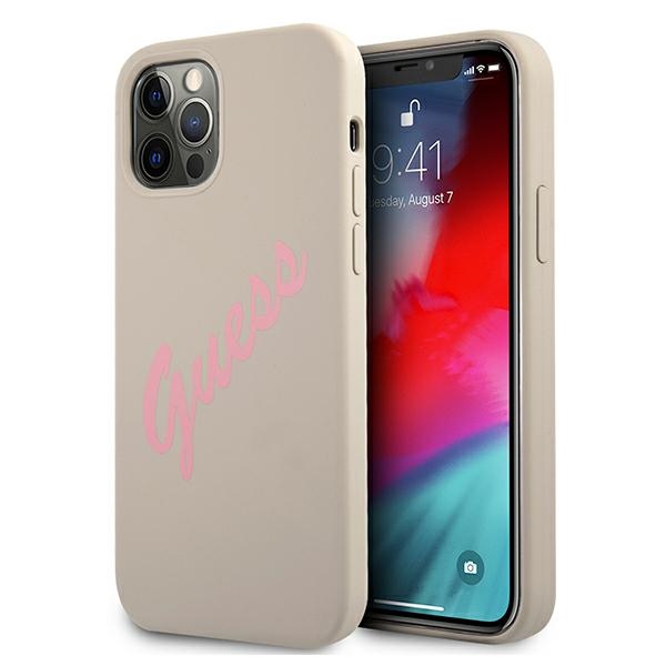 GUESS GUHCP12MLSVSGP iPhone 12/12 Pro 6.1" grey pink hard case, silicone, vintage
