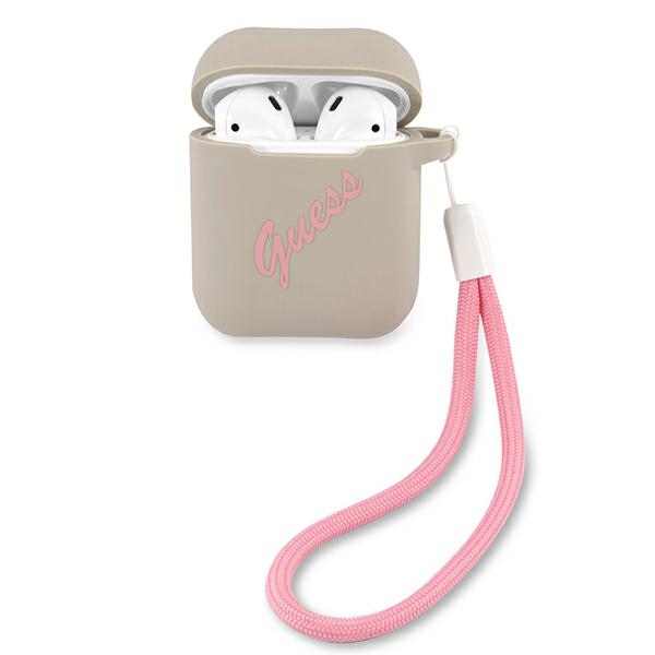 GUESS GUACA2LSVSGP AirPods 1/2 cover grey pink/gray pink Silicone Vintage