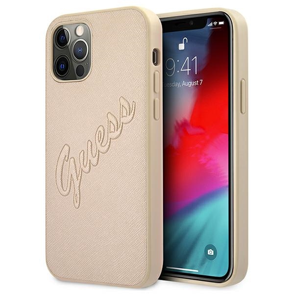 GUESS GUHCP12MRSAVSLG iPhone 12/12 Pro 6.1" gold Saffiano hardcase with vintage script