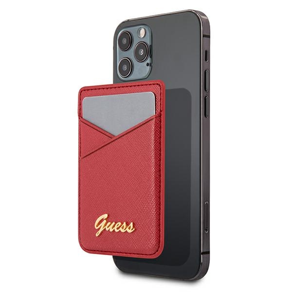 GUESS Wallet Card Slot GUWMSSASLRE MagSafe Saffiano red/red