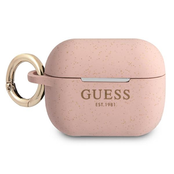 GUESS GUAPSGGEP AirPods Pro Cover Pink Silicone Glitter