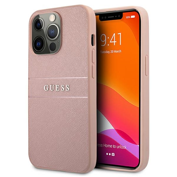 GUESS GUHCP13LPSASBPI iPhone 13 Pro / 13.6-inch pink Saffiano Stripe hard case