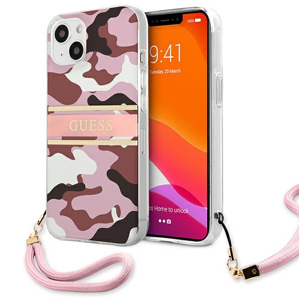 GUESS GUHCP13SKCABPI iPhone 13 mini 5.4" pink hardcase Camo Strap Collection
