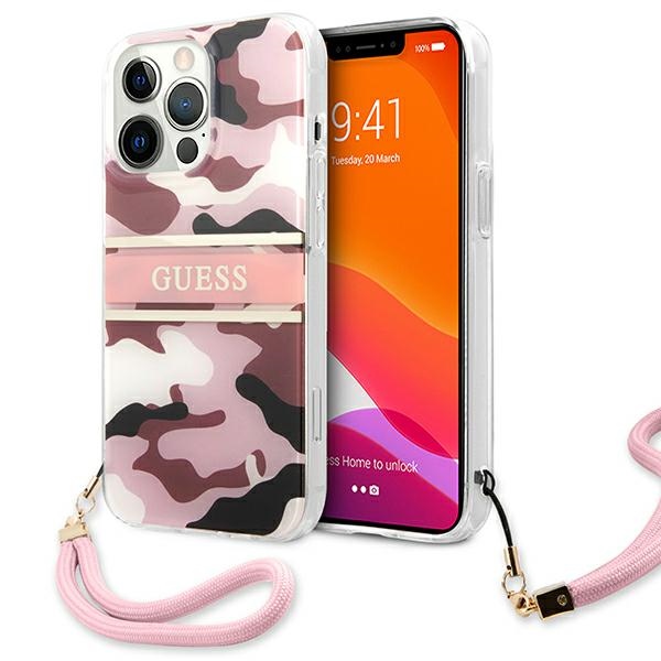 GUESS GUHCP13XKCABPI iPhone 13 Pro Max 6.7" pink hardcase Camo Strap Collection