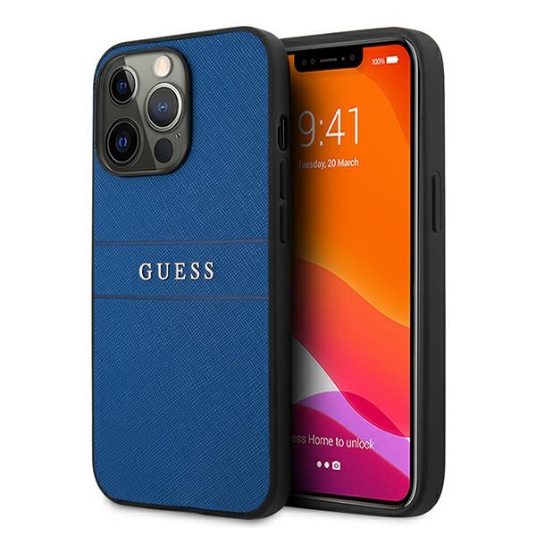 GUESS GUHCP13XPSASBBL iPhone 13 Pro Max 6.7" blue Saffiano strap