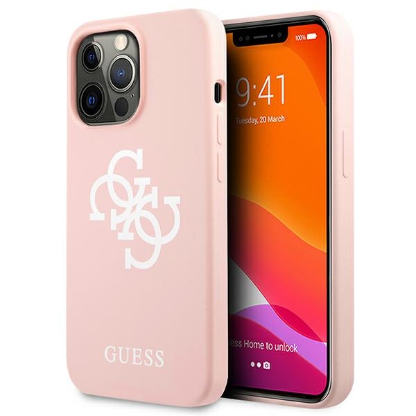 GUESS GUHCP13LLS4GWPI iPhone 13 Pro / 13 6.1" pink hard case with Silicone 4G Logo