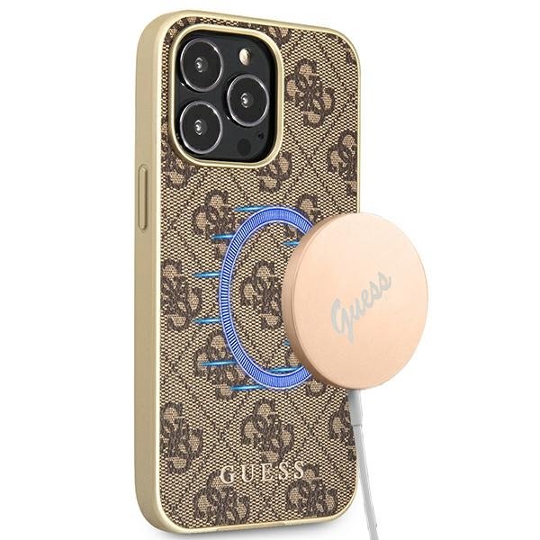 GUESS GUHMP13LG4GB iPhone 13 Pro / 13 6.1" brown hard case 4G Collection Magsafe