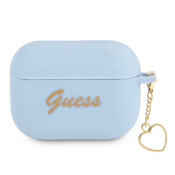 GUESS GUAPLSCHSB AirPods Pro Cover Blue/Niebieski Silicone Charm Heart Collection