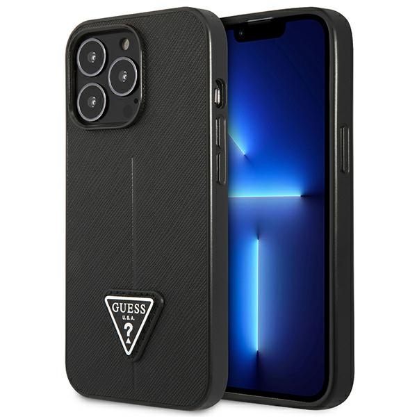 GUESS GUHCP13LPSATLK iPhone 13 Pro / 13 6.1" black SaffianoTriangle Logo hard case