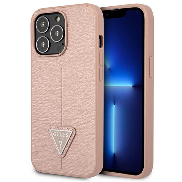 GUESS GUHCP13LPSATLP iPhone 13 Pro / 13 6.1" pink SaffianoTriangle Logo hard case