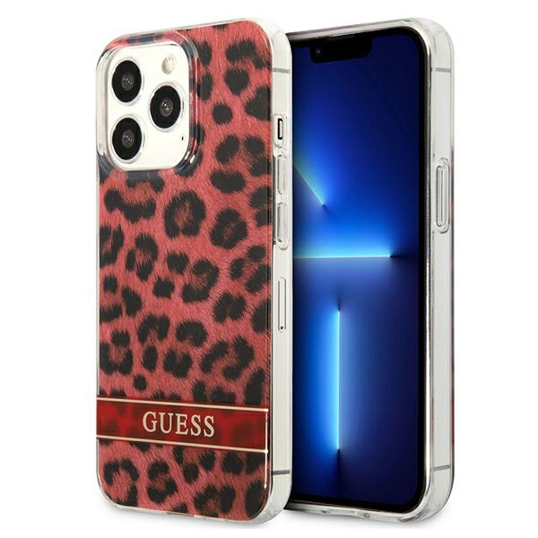 GUESS GUHCP13LHSLEOR iPhone 13 Pro / 13 6.1" red hardcase with leopard print