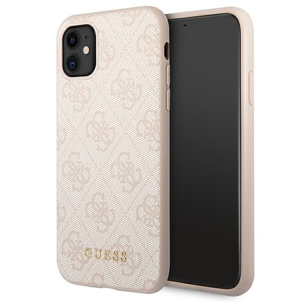 GUESS GUHCN61G4GFPI iPhone 11 / Xr 6.1" pink hard case with 4G and a gold metal logo