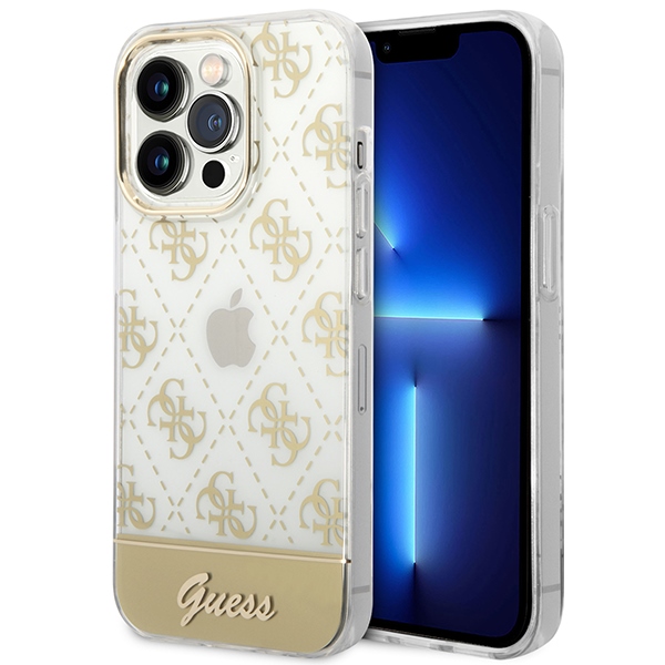 GUESS GUHCP14LHG4MHG iPhone 14 Pro 6.1" gold hardcase 4G Pattern Script