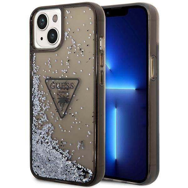 GUESS GUHCP14MLFCTPK iPhone 14 Plus / 15 Plus 6.7" black hard case, Liquid Glitter Palm Collection
