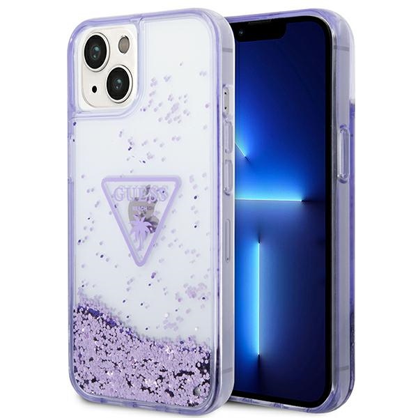GUESS GUHCP14MLFCTPU iPhone 14 Plus / 15 Plus 6.7" purple hardcase from the Liquid Glitter Palm Collection