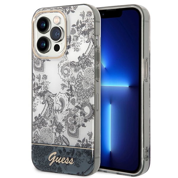 GUESS GUHCP14LHGPLHG iPhone 14 Pro 6.1" grey hardcase, Porcelain Collection