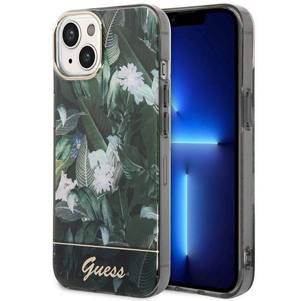 GUESS GUHCP14SHGJGHA iPhone 14 / 15 / 13 6.1" green hardcase, Jungle Collection