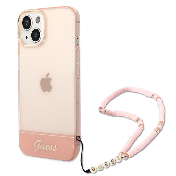 GUESS GUHCP14MHGCOHP iPhone 14 Plus / 15 Plus 6.7" pink hardcase Translucent Pearl Strap